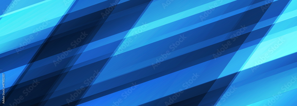 Obraz premium Blue abstract modern wide banner, dark gradient navy blue background for presentation with diagonal abstract graphic elements. Vector illustration