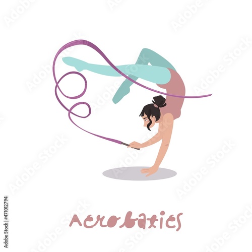 Modern rhythmic gymnastics. Free callisthenics icon. Editable vector illustration