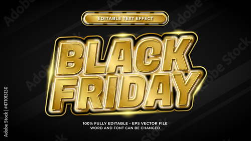 title text effect template. black friday title golden bright and shine vector layered