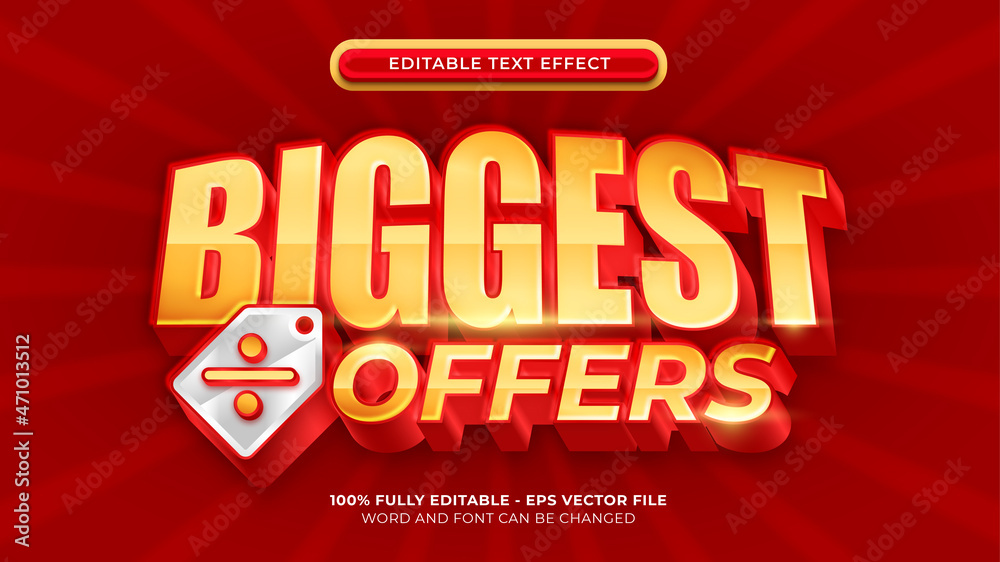 Biggest offer discount title with 3d gold and silver text style effect