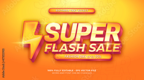 Flash sale promotional title with 3d and orange vibrant color text style effect