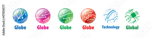 A set of abstract vector logos of the global network
