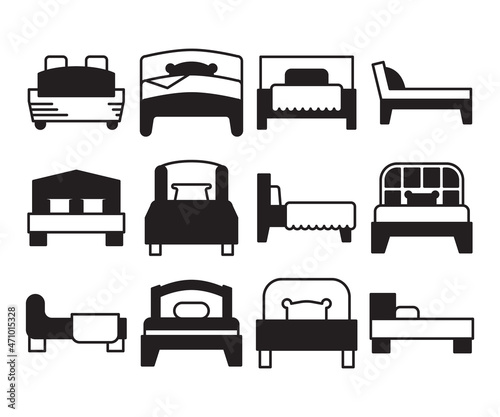 bed icons set vector illustration