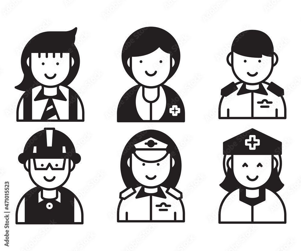 occupation and profession profile avatar vector set occupation and profession profile avatar vector set