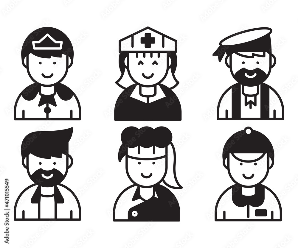 occupation and profession profile avatar vector set occupation and profession profile avatar vector set