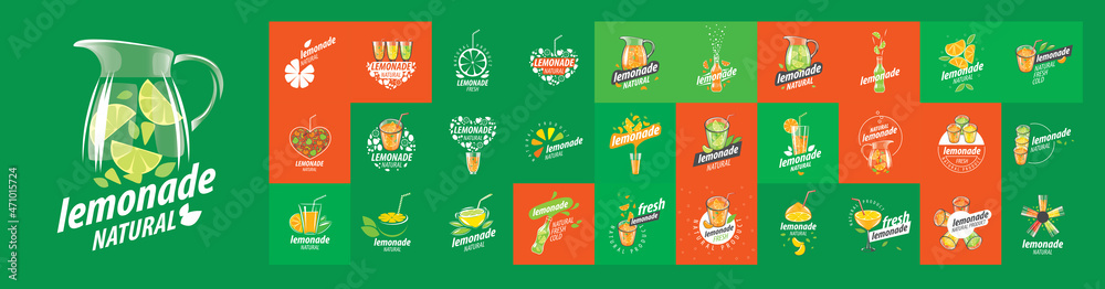 A set of vector Lemonade logos on different colored backgrounds