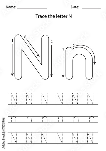 Learning English alphabet for kids. Letter N.