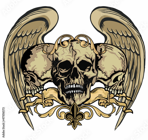 Gothic sign with skull, grunge vintage design t shirts