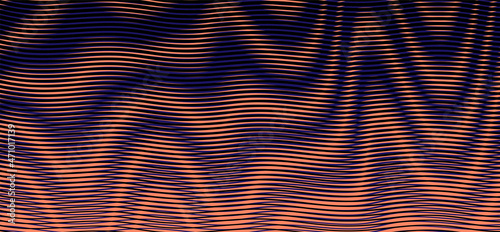 Wave striped dark colors abstract background banner with optical illusion and moire effect. Modern background saver for web design, business card, mobile apps, poster, banner, package.