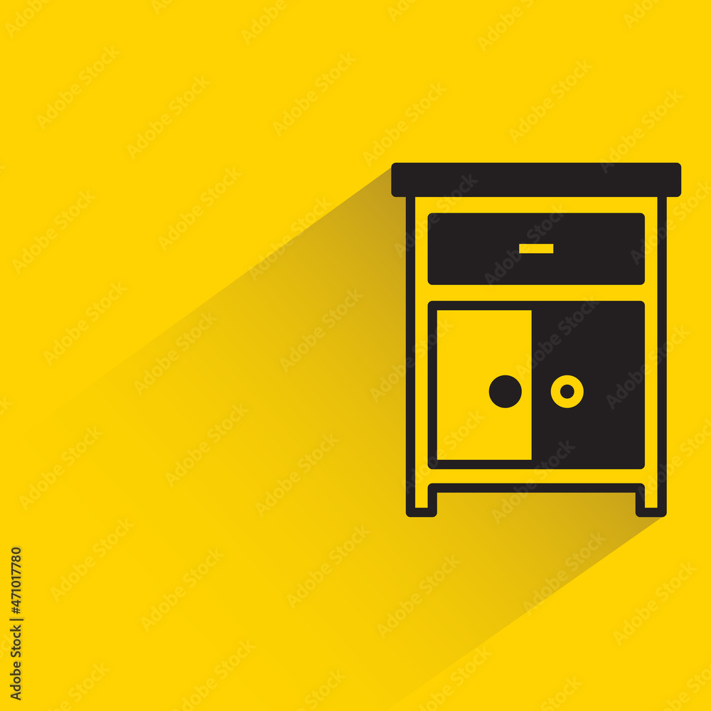 cupboard icon with shadow on yellow background
