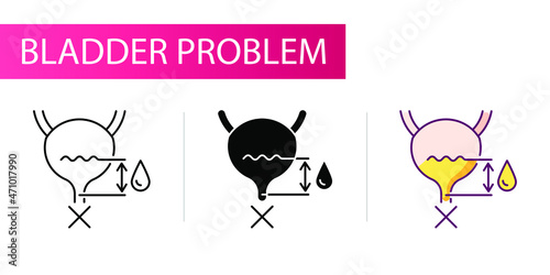 Incomplete excretion of urine. Line icon concept