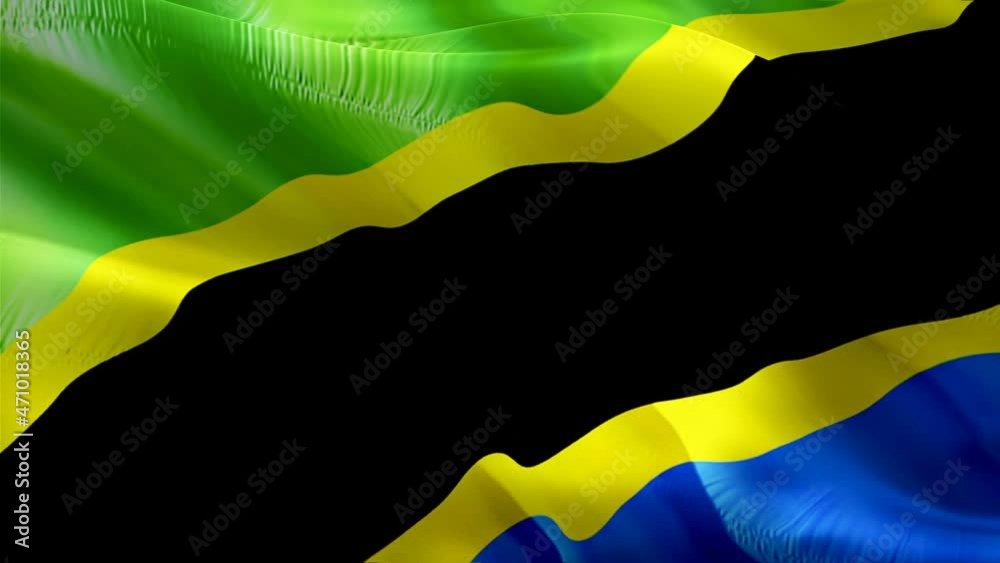 Tanzania flag. 3d Tanzanian flag waving video. Sign of Tanzania seamless loop animation. Tanzanian flag HD resolution Background. Tanzania flag Closeup 1080p HD video for Independence Day,Victory day
