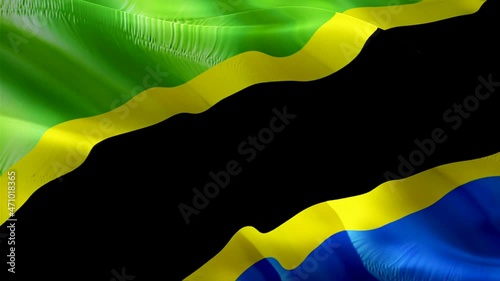 Tanzania flag. 3d Tanzanian flag waving video. Sign of Tanzania seamless loop animation. Tanzanian flag HD resolution Background. Tanzania flag Closeup 1080p HD video for Independence Day,Victory day
 photo