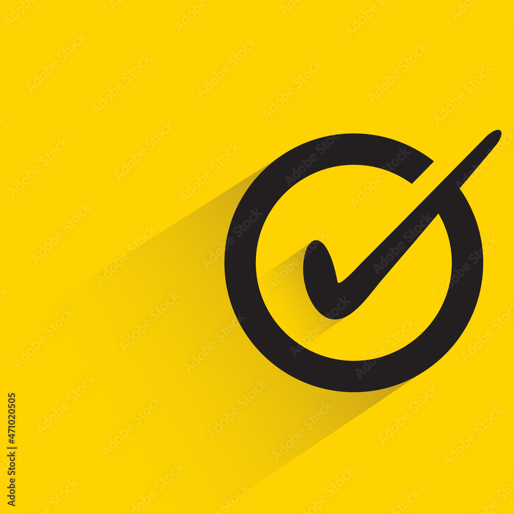 check mark with shadow on yellow background check mark with shadow on yellow background