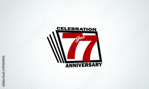 77 year anniversary celebration, book design style black and red color for event, birthday, gift card, poster-vector