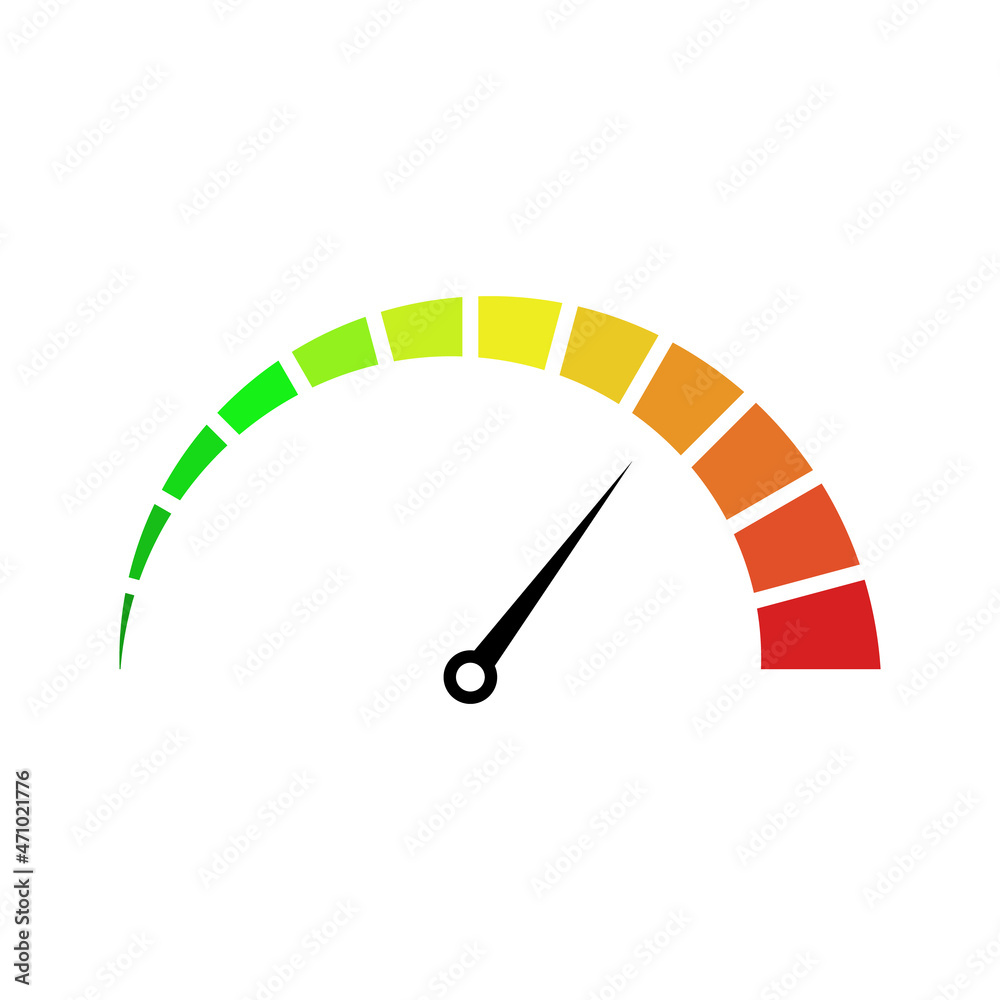 Speedometer icon. Colorful Info-graphic.  Heating, temperature scale icon.