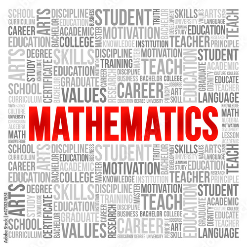 Mathematics word cloud collage, education concept background
