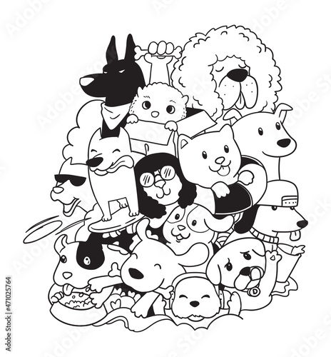 illustration cute dog doodle
