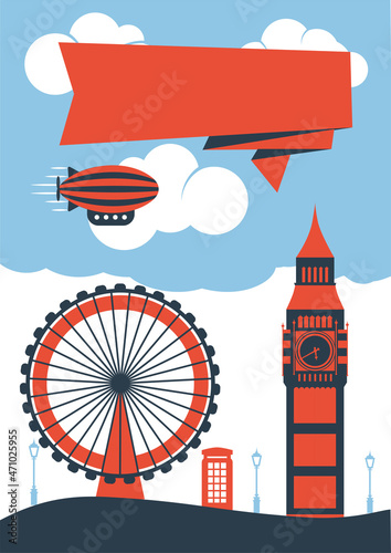 Vector London england skyline illustration for tourism