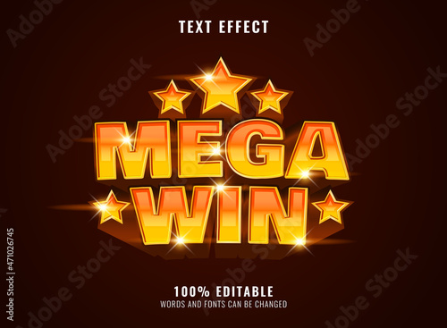 golden mega win banner with triple star text effect