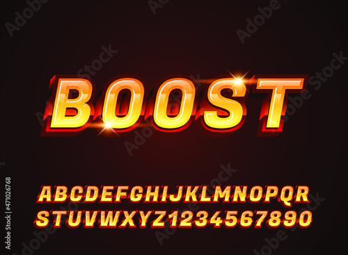 fantasy futuristic yellow boost text effect
