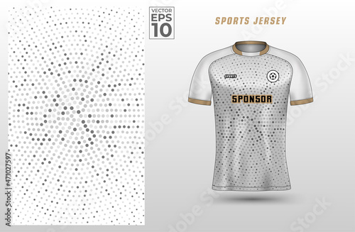 T-shirt sport design template with halftone pattern for soccer jersey. Sport uniform in front view. Tshirt mock up for sport club. Vector Illustration