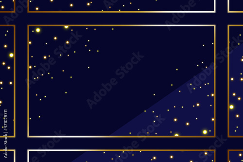 高級感のあるリボンとキラキラ背景　横位置　ネイビー＆ゴールド