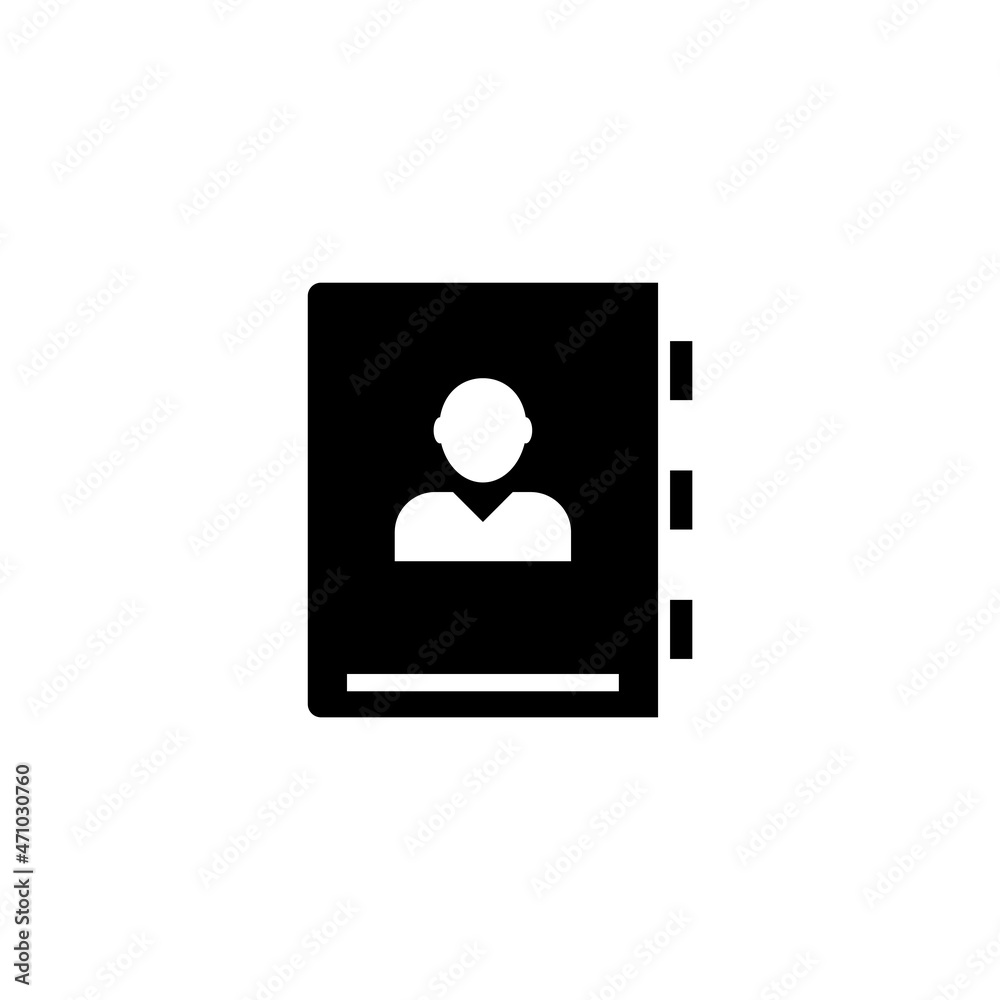 Phone or Address Book, Contact Notebook. Flat Vector Icon illustration. Simple black symbol on white background. Address Book, Contact Notebook sign design template for web and mobile UI element. Phone or Address Book, Contact Notebook. Flat Vector Icon illustration. Simple black symbol on white background. Address Book, Contact Notebook sign design template for web and mobile UI element.