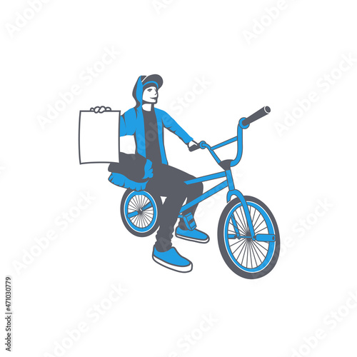 Cool BMX Guy holding a blank paper