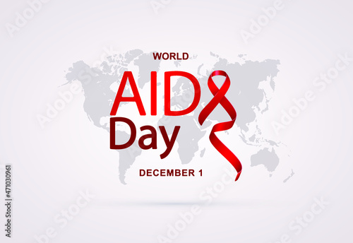 World AIDS Day Banner. 1 December Aids Awareness. World Aids Day concept. Red Ribbon. Web banner, poster, postcard. Icons. 