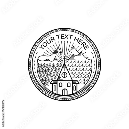 Design a hipster logo for an oceanside church