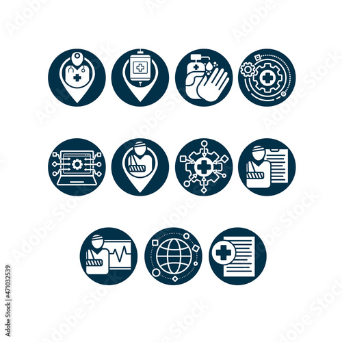 Hospital and healtcare sensory network vector icons set