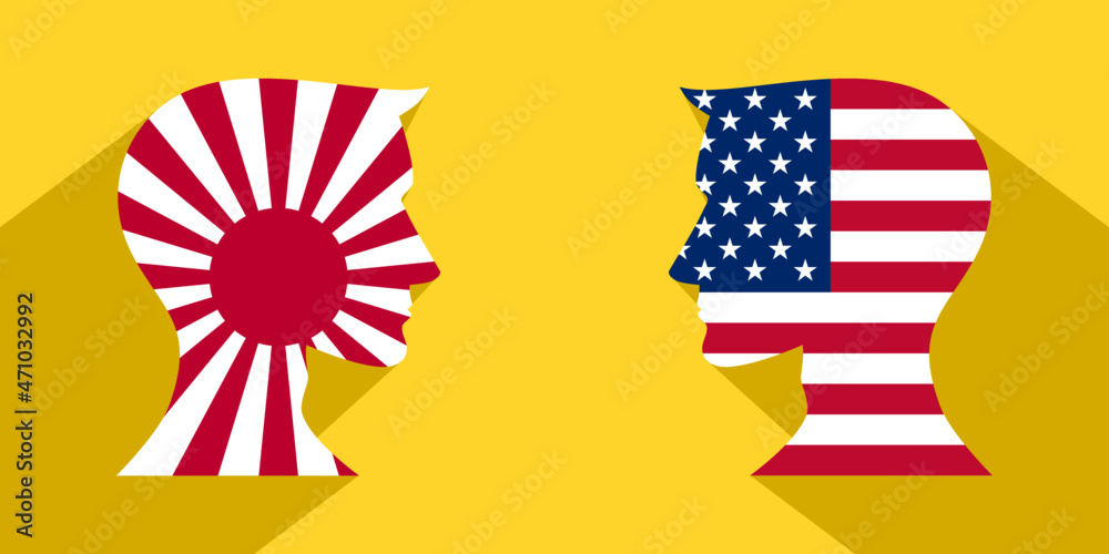 face to face concept. japanese vs american