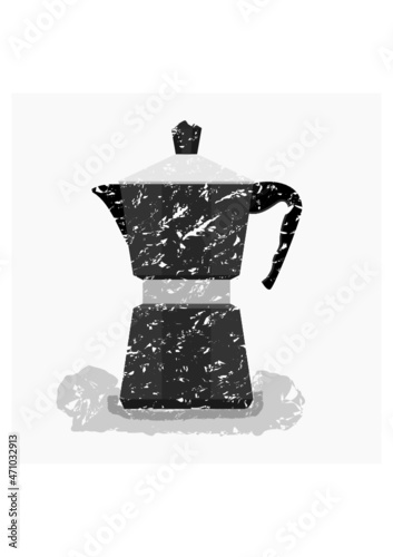 Editable Isolated Vector Illustration of a Mokapot Coffee Brewer in Brush Strokes Style for Cafe or Business Product Related Design