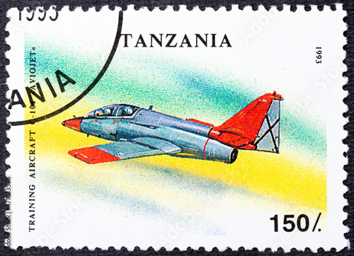 TANZANIA - CIRCA 1993: A stamp printed in Tanzania shows C-101 Aviojet, Military Aircrafts serie, circa 1993 photo