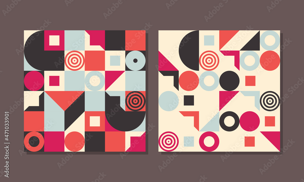 Geometric abstract seamless pattern with forms square circle round triangle colorful background and print for wallpaper Geometric abstract seamless pattern with forms square circle round triangle colorful background and print for wallpaper