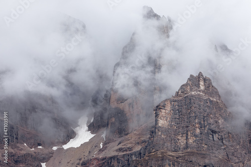 The Italian Dolomites are covered in dense fog after heavy rain