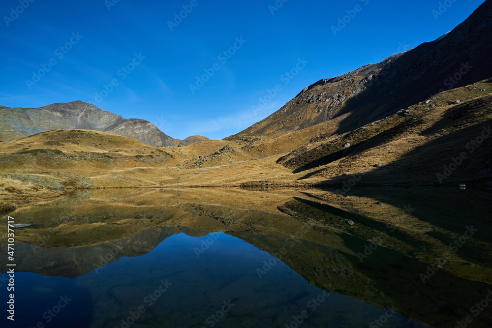 Lake in the mountains in Gèdre in the french Pyrenees 