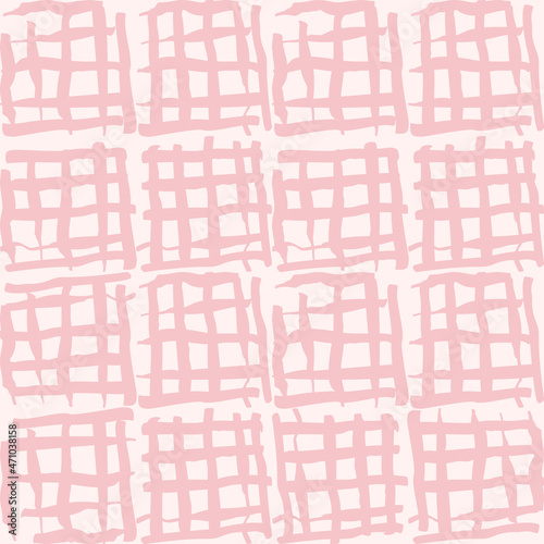 Simple vector geometric abstract seamless pattern. Monochrome pink and white minimalist repeat. Small elements in rows. Graphic texture for fabric, apparel, wallpaper. photo