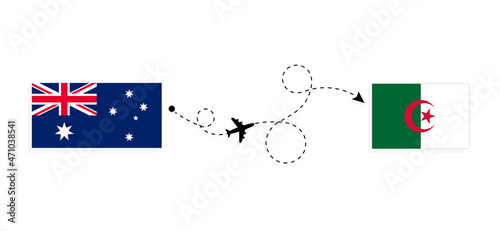 Flight and travel from Australia to Algeria by passenger airplane Travel concept