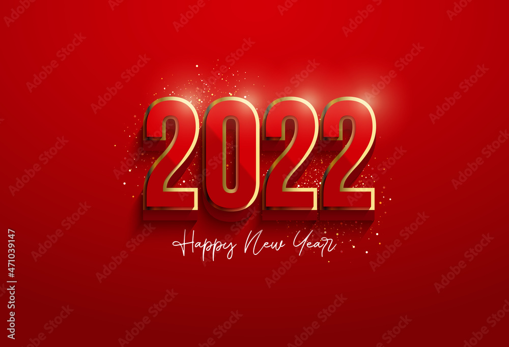 2022 Happy New Year Background With Golden Number Borders