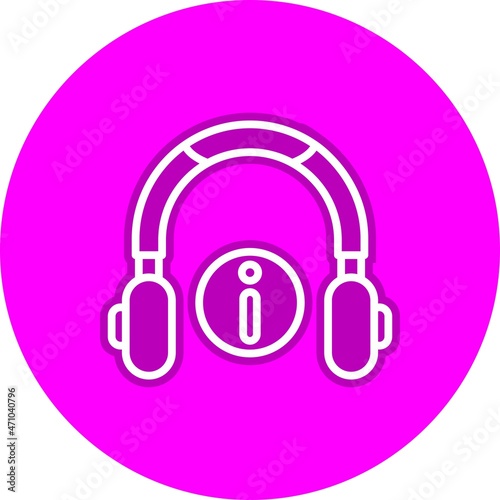 Headphone Line Circle Vector Icon Design