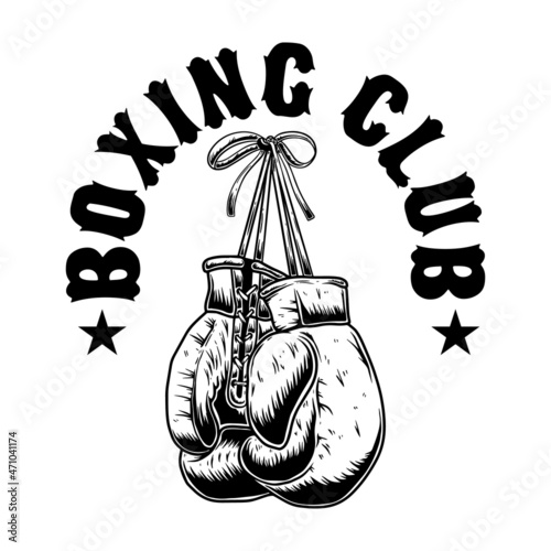 Boxing club. Boxing gloves in vintage style. For poster, t shirt, decoration. Vector illustration