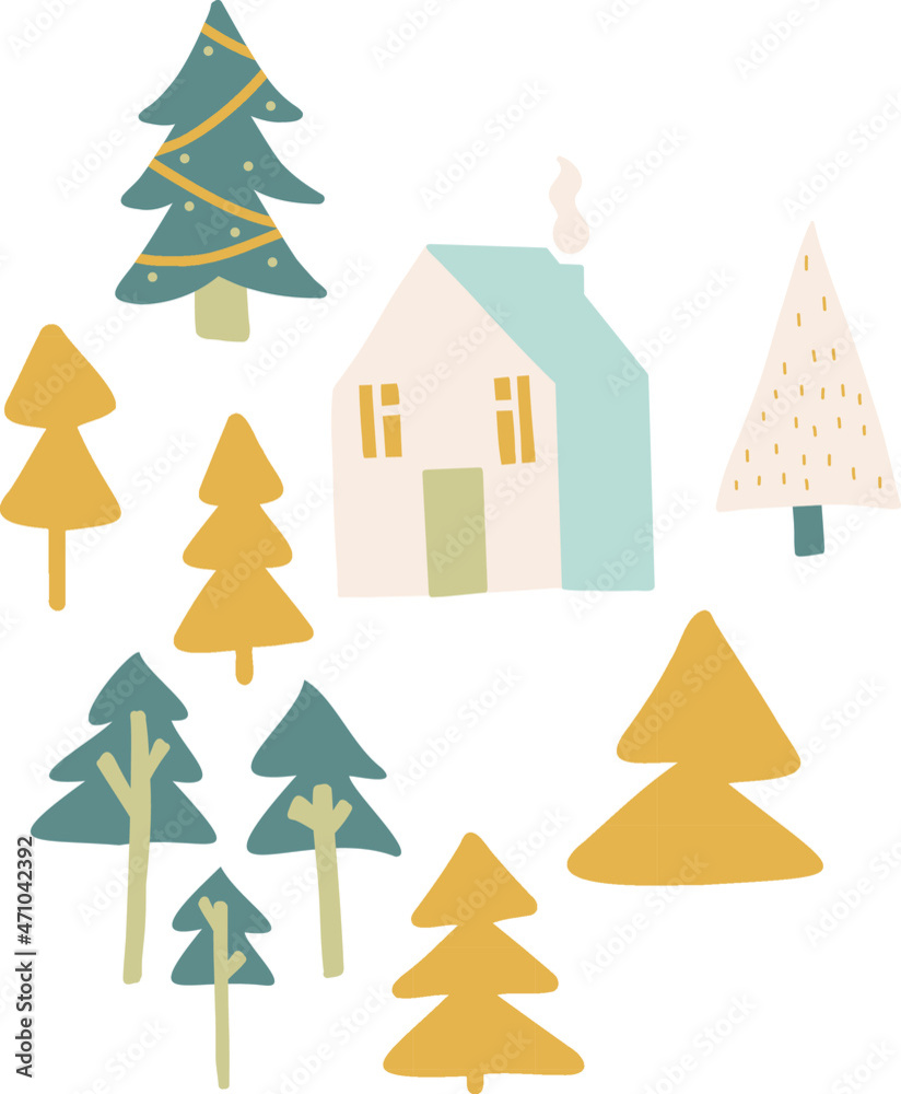 Winter composition of New Year's clipart in pastel colors. Vector illustration. Winter composition of New Year's clipart in pastel colors. Vector illustration.