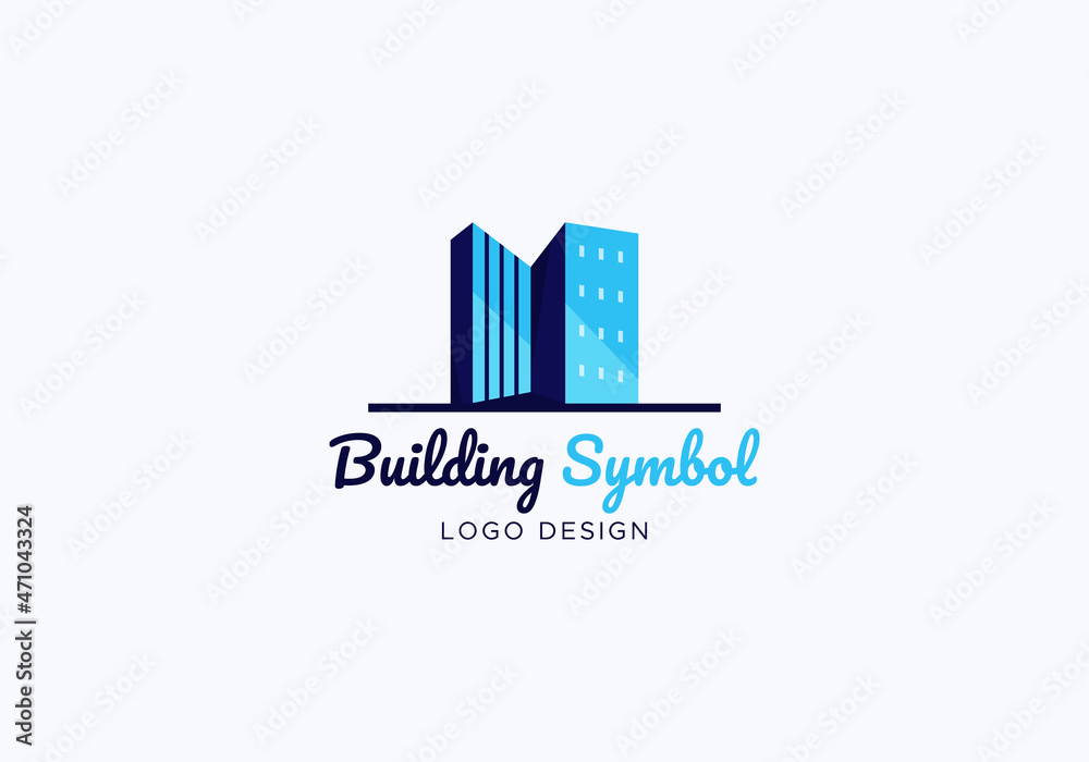 Building Home Symbol Logo Design Template for Construction Real Estate broker