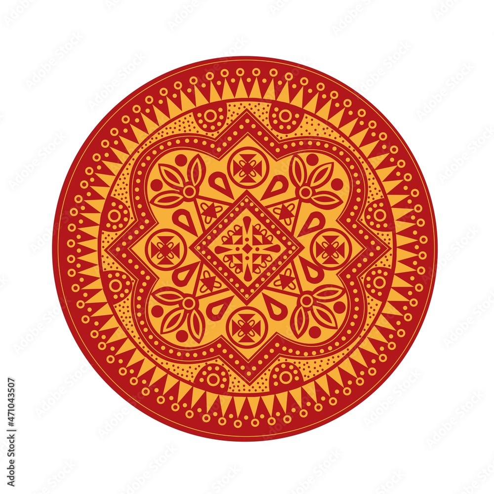 Geometric ornament in a circle on a white background