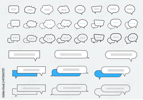 Speech Bubble icon set. Talk bubble. Cloud speech bubbles collection. Chat Message Bubbles Vector Icon. Communication icons. Talk bubble, dialog. Web icon set. Online communication. Conversation, SMS.