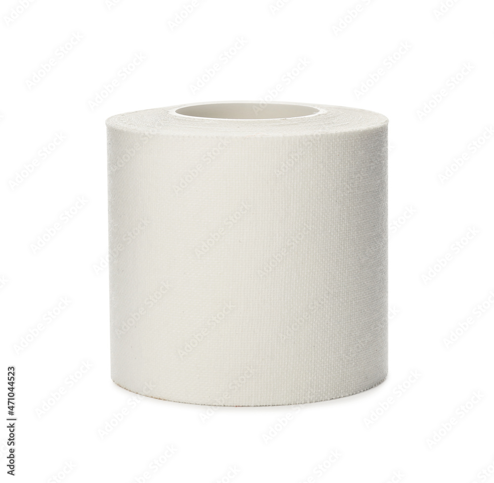 Medical sticking plaster roll isolated on white