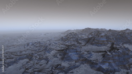 Wallpaper Mural beautiful view from an exoplanet, a view from an alien planet, a computer-generated surface, a fantastic view of an unknown world, a fantasy world 3D render Torontodigital.ca