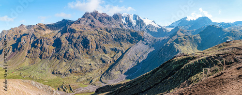 Peruvian mountains landscape close to Vinicunca Rainbow Mountain in Cusco Province, Peru photo